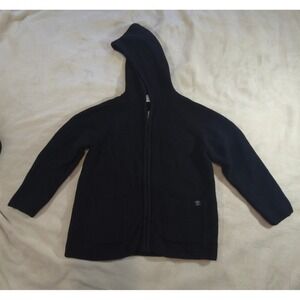 Zara Knit Boys Black Full Zip Hooded Cardigan Sweater 100% Cotton Size 3-4 Years